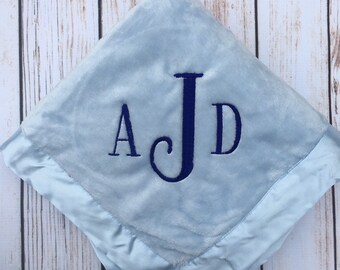 Satin edge Personalized embroidered Baby blanket GREAT BABY GIFT Embroidery