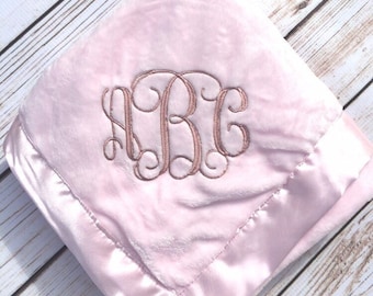 Satin edge Personalized embroidered Baby blanket GREAT BABY GIFT Embroidery