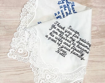 Doppelseitige Taschentuch - Spitze Hankie - benutzerdefinierte Taschentuch - bestickt Taschentuch - Braut Taschentuch - personalisierte Hochzeit