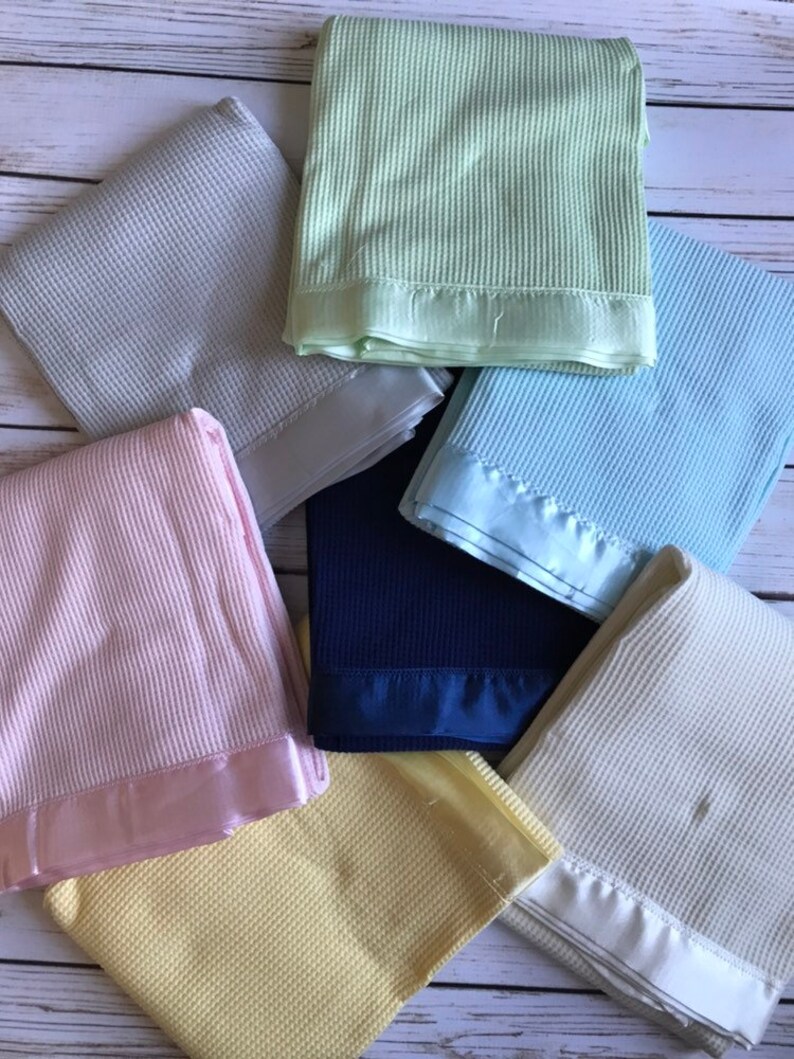 Satin edge Waffle Blanket Personalized embroidered GREAT BABY Etsy