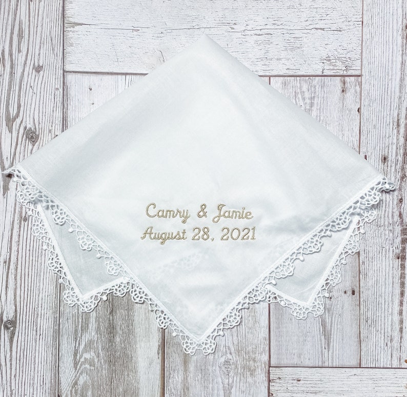 Lace Handkerchief Lace Hankie Custom Handkerchief Embroidered Handkerchief Bridal Handkerchief Personalized Wedding Handkerchief image 6