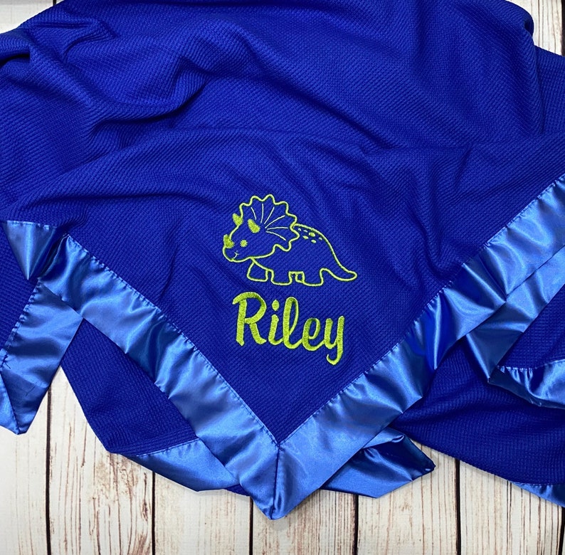 Satin Edge Waffle Blanket Personalized Embroidered GREAT BABY Etsy