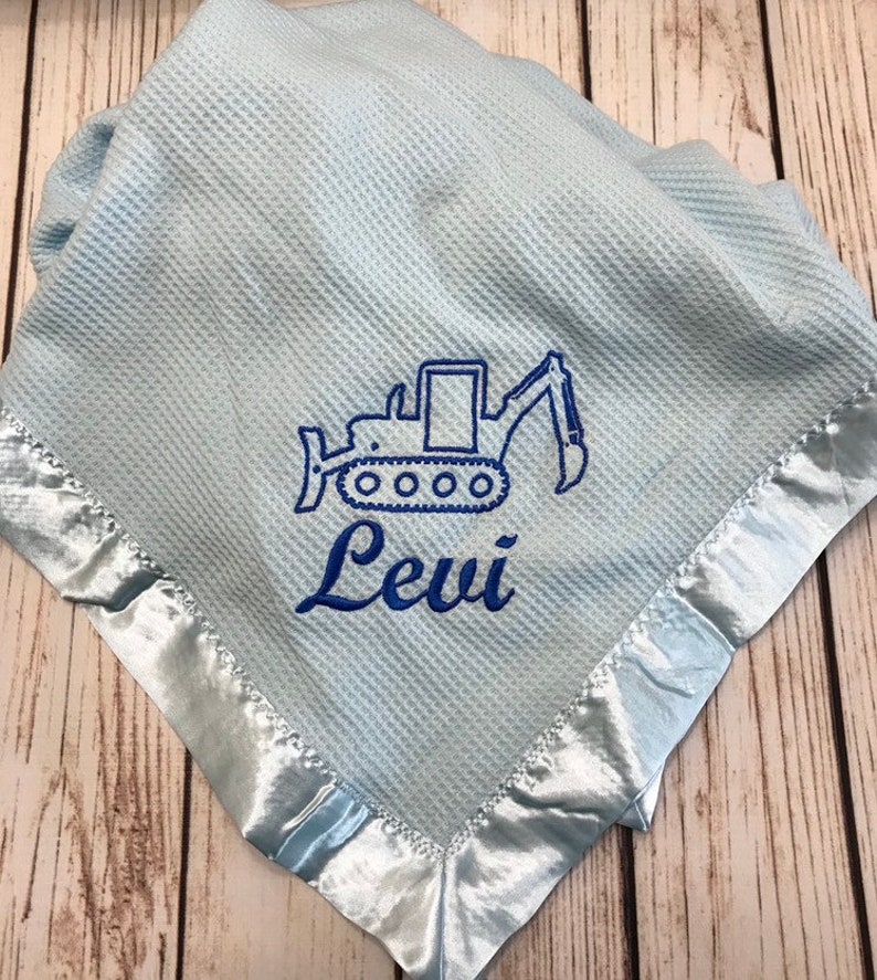 Satin Edge Waffle Blanket Personalized Embroidered GREAT BABY Etsy