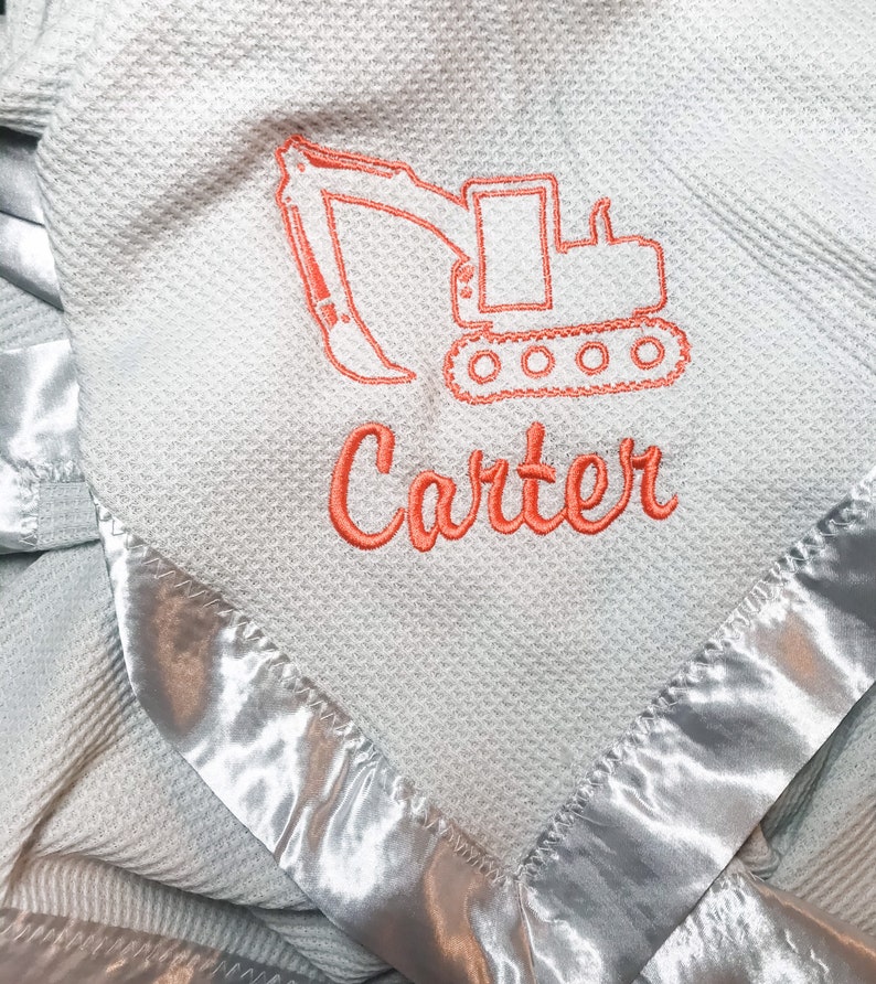 Satin Edge Waffle Blanket Personalized Embroidered GREAT BABY Etsy