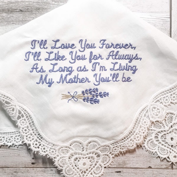 Lace Handkerchief - Lace Hankie - Custom Handkerchief - Embroidered Handkerchief - Bridal Handkerchief - Personalized Wedding Handkerchief