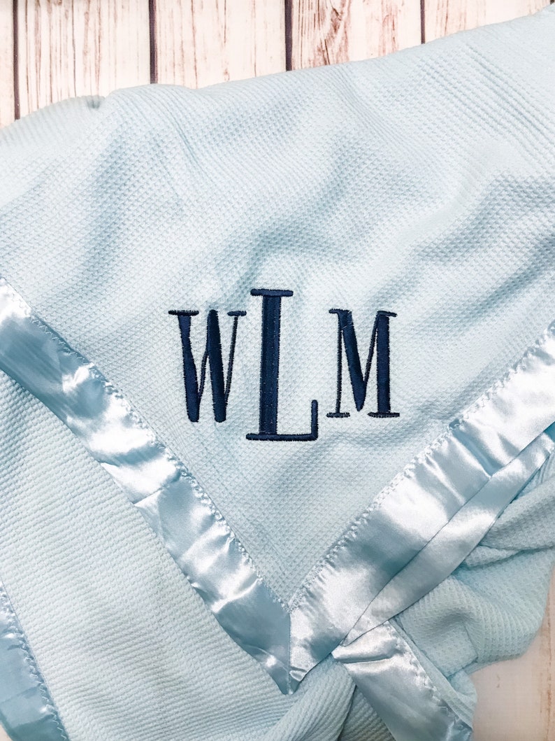 Satin Edge Waffle Blanket Personalized Embroidered GREAT BABY Etsy