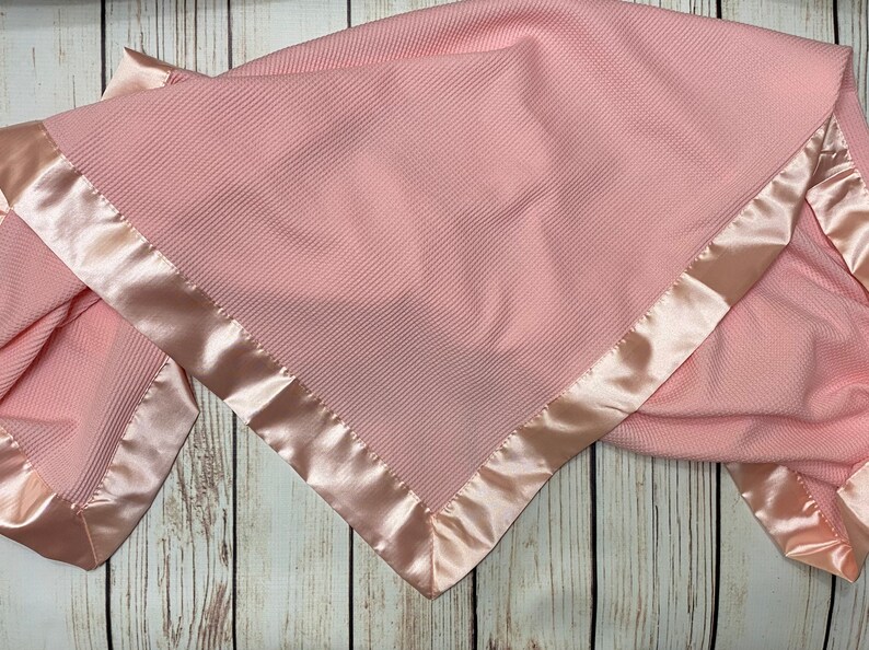 Satin Edge Waffle Blanket Personalized Embroidered GREAT BABY Etsy
