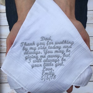 Personalized Wedding Handkerchief  gift  Hankie embroidered Mother of the Bride, Father of the Bride / Groom Gifts
