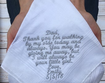 Personalized Wedding Handkerchief  gift  Hankie embroidered Mother of the Bride, Father of the Bride / Groom Gifts