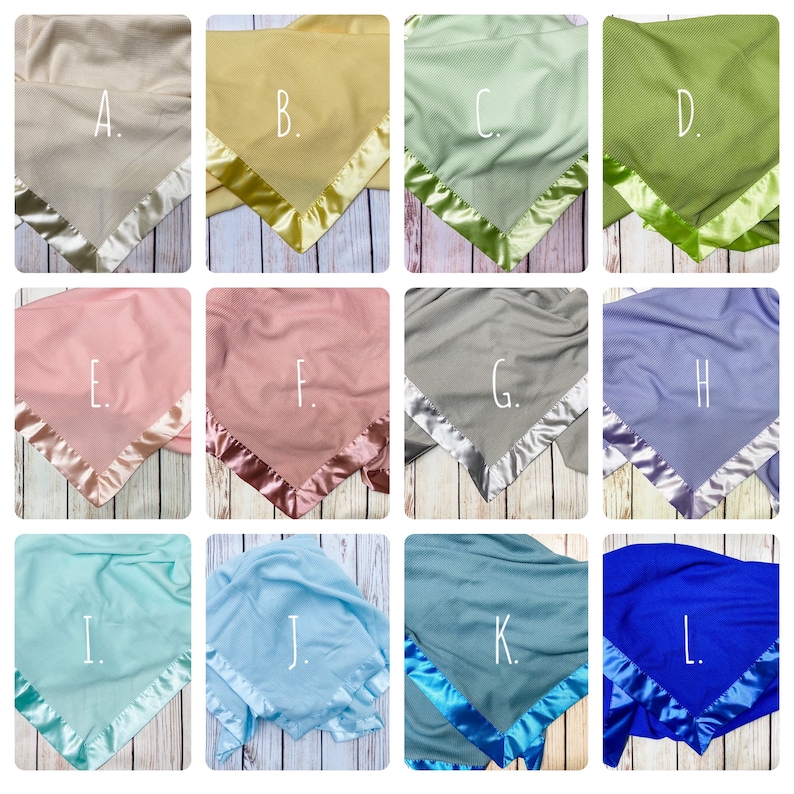 Satin Edge Waffle Blanket Personalized Embroidered GREAT BABY Etsy