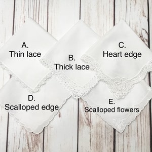 Lace Handkerchief Lace Hankie Custom Handkerchief Embroidered Handkerchief Bridal Handkerchief Personalized Wedding Handkerchief image 2