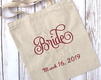 Custom Bridal Bride Tote bag Persoanlized embroidered