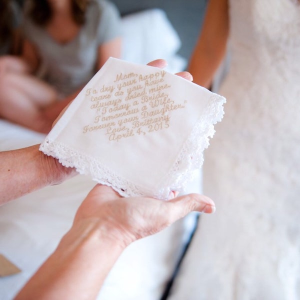 Lace Handkerchief - Lace Hankie - Custom Handkerchief - Embroidered Handkerchief - Bridal Handkerchief - Personalized Wedding Handkerchief
