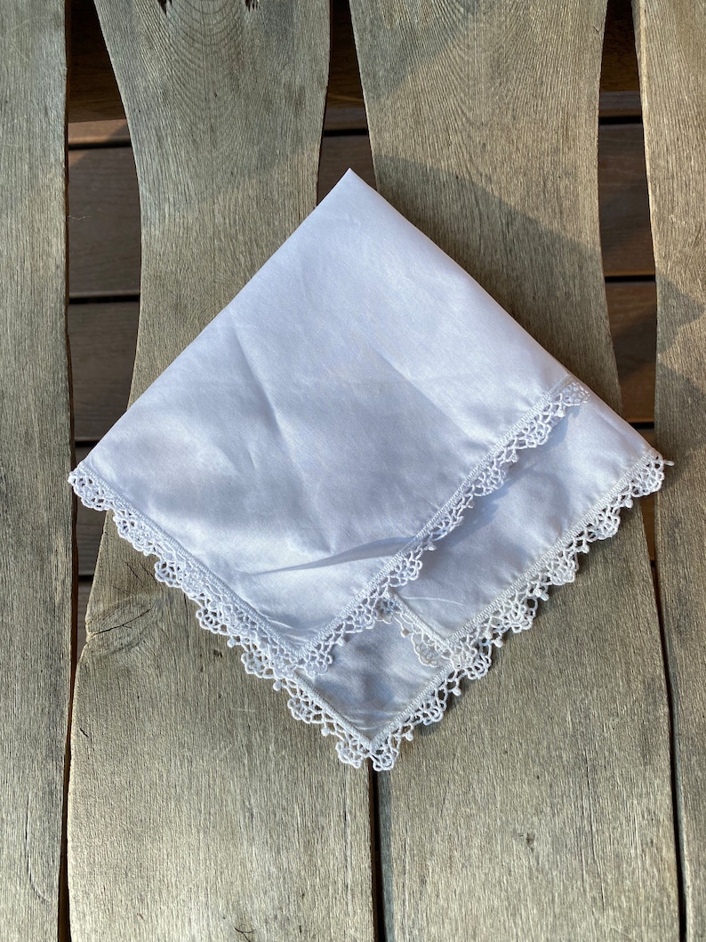 Lace Handkerchief Lace Hankie Custom Handkerchief Embroidered Handkerchief Bridal Handkerchief Personalized Wedding Handkerchief image 5