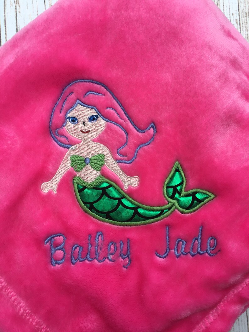 Mermaid Custom Baby Blanket Embroidered Baby Blanket Etsy