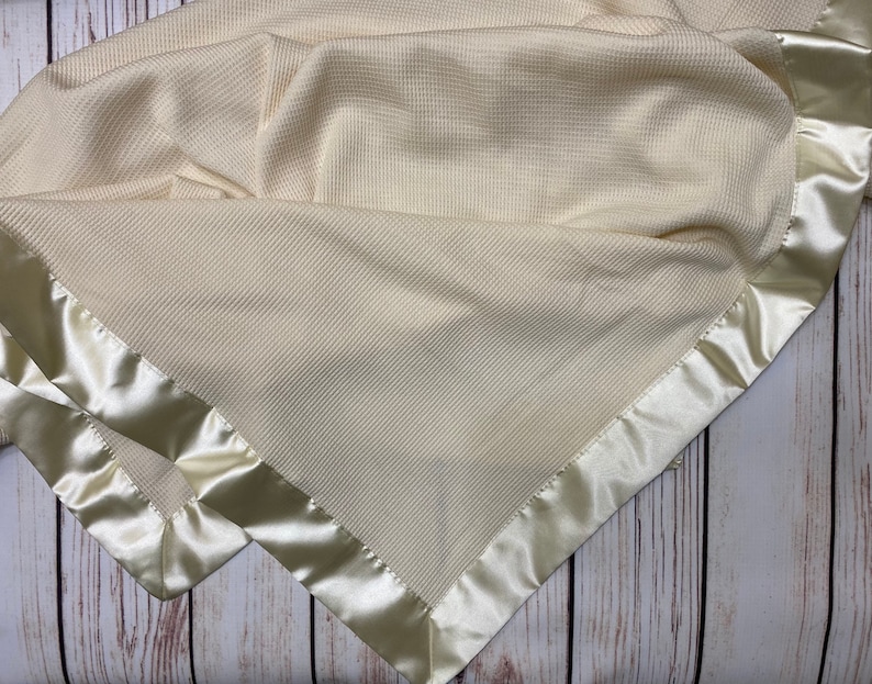 Satin Edge Waffle Blanket Personalized Embroidered GREAT BABY Etsy