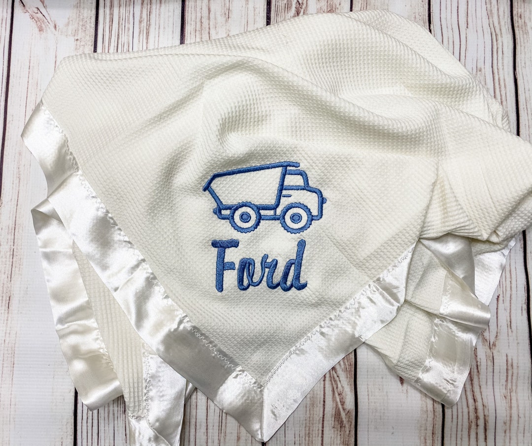 Satin Edge Waffle Blanket Personalized Embroidered GREAT BABY Etsy