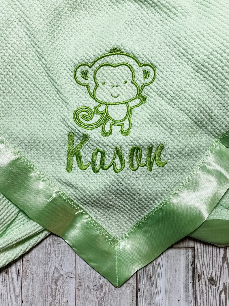 Satin Edge Waffle Blanket Personalized Embroidered GREAT BABY Etsy