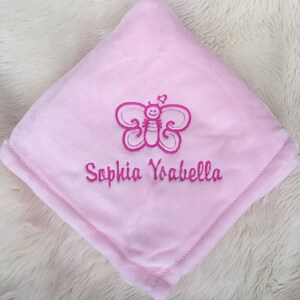 Custom Baby Blanket Embroidered Baby Blanket Personalized Baby Blanket Baby Animal Blanket Receiving Blanket Custom Color Blanket image 1
