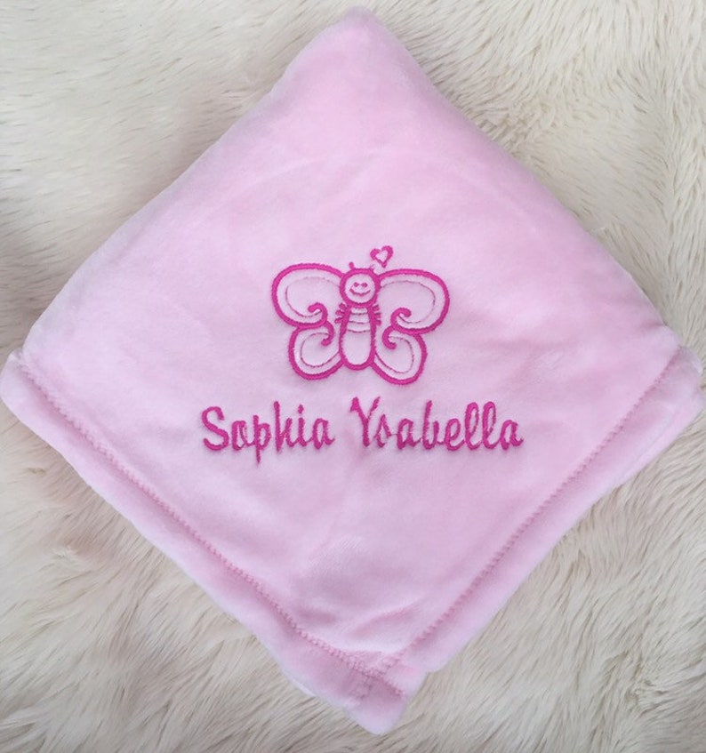 Custom Baby Blanket Embroidered Baby Blanket Personalized Baby Blanket Baby Animal Blanket Receiving Blanket Custom Color Blanket image 1