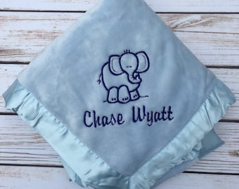 Satin edge Personalized embroidered Baby blanket GREAT BABY GIFT Embroidery