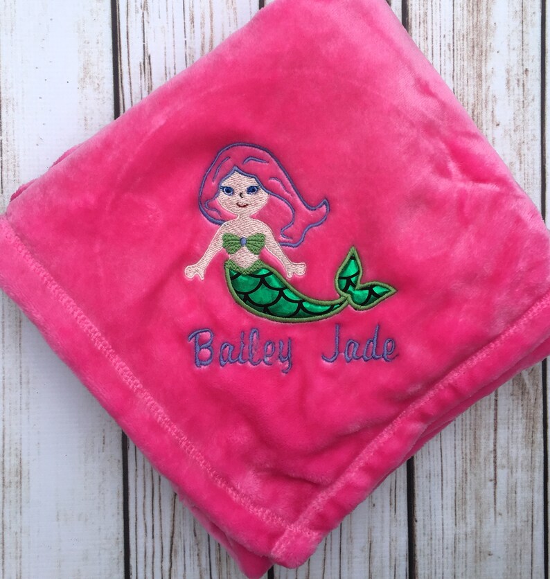 Mermaid Custom Baby Blanket Embroidered Baby Blanket Etsy