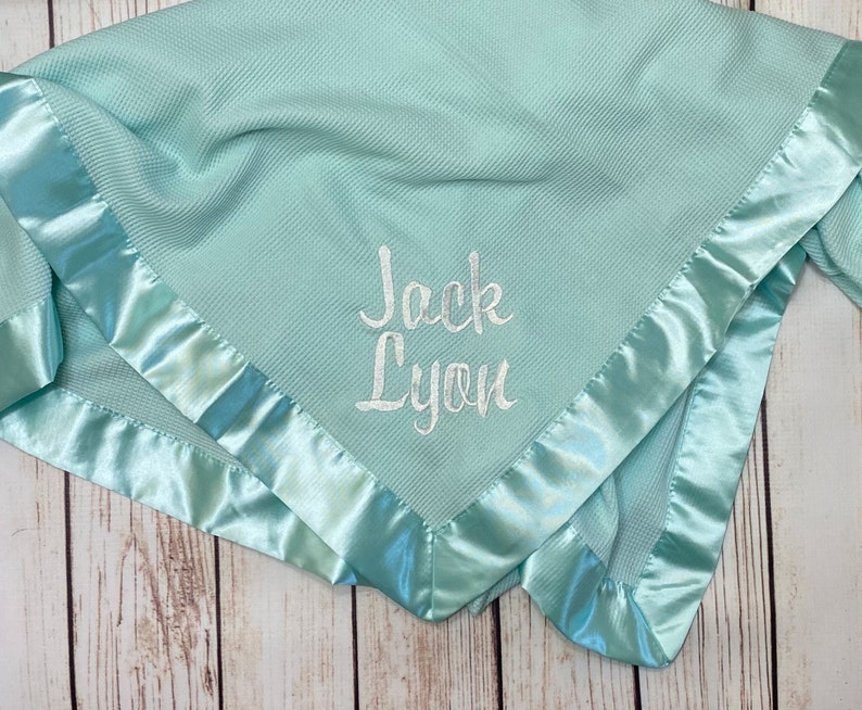 Satin Edge Waffle Blanket Personalized Embroidered GREAT BABY Etsy