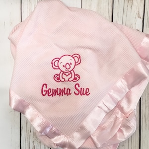 Satin edge Waffle Blanket Personalized embroidered GREAT BABY GIFT Embroidery
