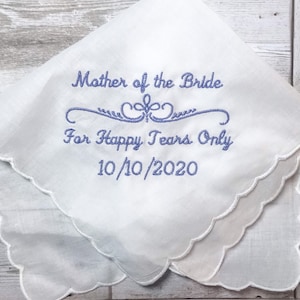 Mother of the Bride Groom Personalized Handkerchief Lace edge custom embroidered hankie wedding gift Lace