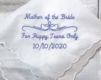 Mother of the Bride Groom Personalized Handkerchief Lace edge custom embroidered hankie wedding gift Lace