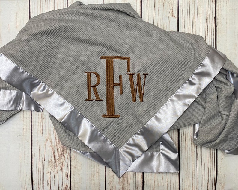 Satin Edge Waffle Blanket Personalized Embroidered GREAT BABY Etsy