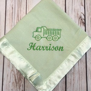 Satin edge Waffle Blanket Personalized embroidered GREAT BABY GIFT Embroidery
