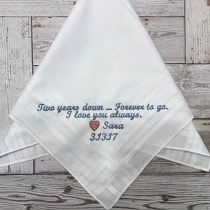 Regalo di anniversario Fazzoletto personalizzato 100% cotone - Fazzoletto personalizzato - Fazzoletto ricamato - Fazzoletto monogrammato