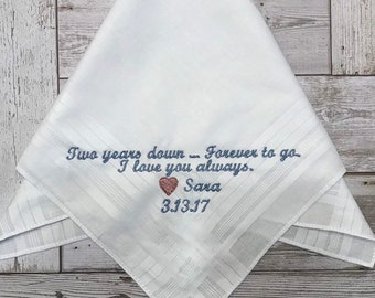Anniversary Gift 100% cotton  Custom Handkerchief - Personalized Handkerchief - Embroidered Handkerchief - Monogrammed Handkerchief