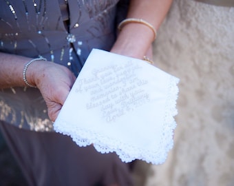 Lace Handkerchief - Lace Hankie - Custom Handkerchief - Embroidered Handkerchief - Bridal Handkerchief - Personalized Wedding Handkerchief