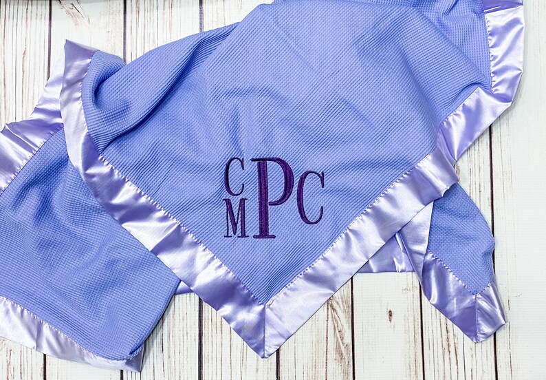 Satin Edge Waffle Blanket Personalized Embroidered GREAT BABY Etsy
