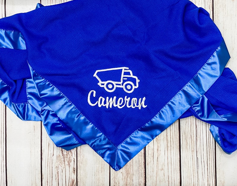 Satin Edge Waffle Blanket Personalized Embroidered GREAT BABY Etsy