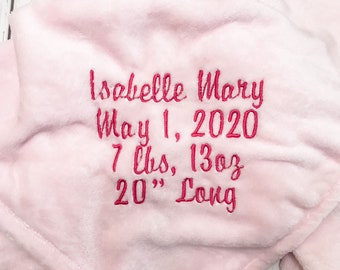 Custom Baby Blanket - Embroidered Baby Blanket - Personalized Baby Blanket - Baby Animal Blanket - Receiving Blanket - Custom Color Blanket