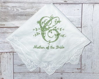 Mother of the Bride Groom Personalized Handkerchief Lace edge custom embroidered hankie wedding gift Lace