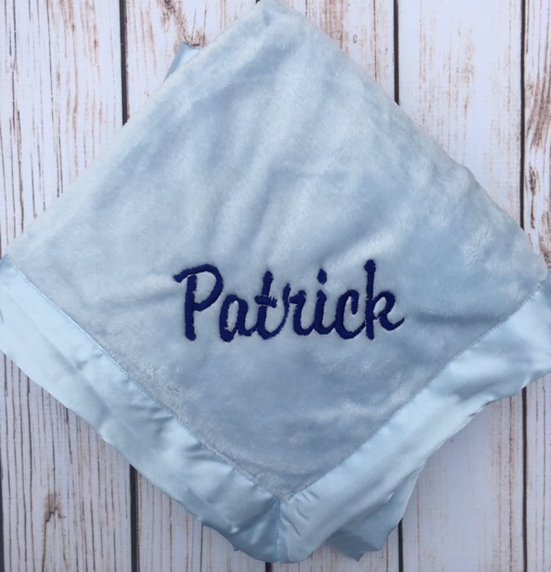 Satin edge Personalized embroidered Baby blanket GREAT BABY Etsy