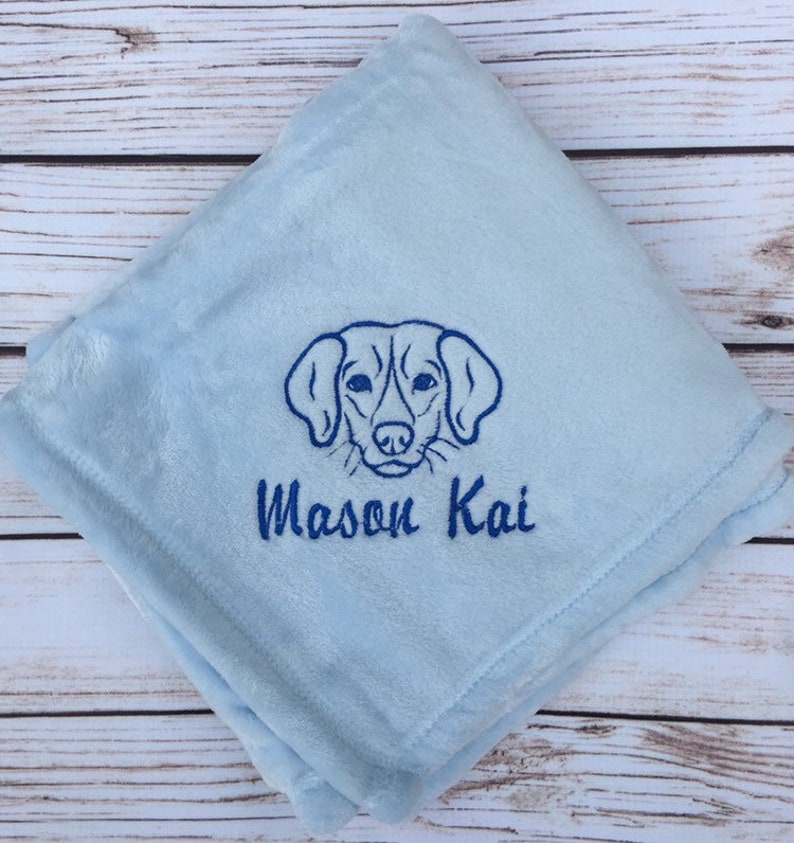 Custom Baby Blanket dog puppy lab Embroidered Baby Blanket Etsy