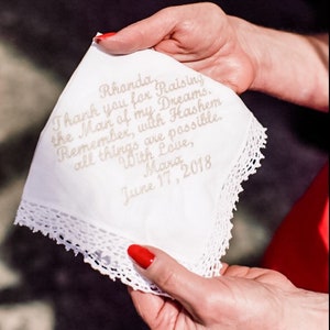 Lace Handkerchief - Lace Hankie - Custom Handkerchief - Embroidered Handkerchief - Bridal Handkerchief - Personalized Wedding Handkerchief