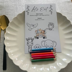 Menu dla dzieci i kolorowanki - Safari