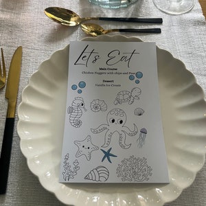 Menu dla dzieci i kolorowanki - Pod morzem