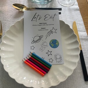 Menu dla dzieci i kolorowanka - Kosmos