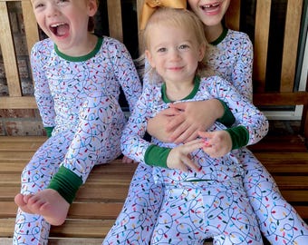 bamboo pajamas, Christmas lights, Christmas outfit, Christmas family pajamas, Christmas pjs, matching family outfit