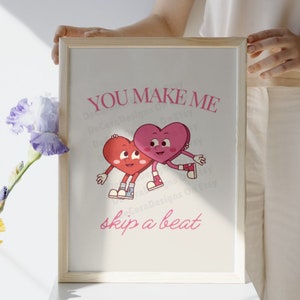 You Make Me Skip a Beat - Schattige hartvormige digitale kunst cartoon