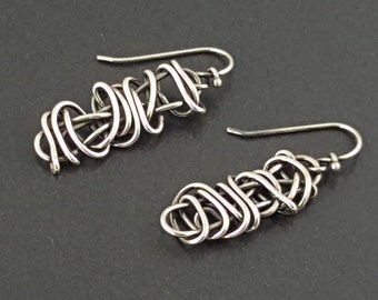 Grapevine Earrings sterling silver michele grady dangle drop everyday lightweight twisted wire wire wrapped