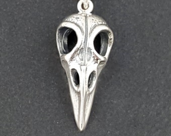 Bird Skull Necklace sterling silver michele grady crow raven skull skulls jewelry charm layering stacking small pendant gothic halloween