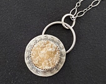 Champagne Druzy Necklace sterling silver michele grady peach drusy jewelry sparkly holiday peach stone holiday